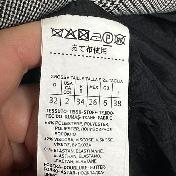 EMME MARELLA Micro Houndstooth Double Breasted Blazer Black White Sz 2 $268 {V4} - Picture 5 of 5